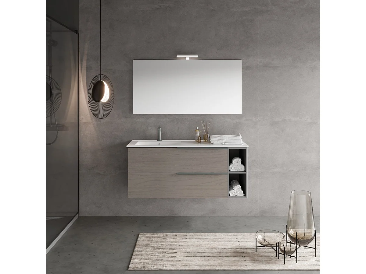 Meuble De Salle De Bains Mural De 120 Cm Avec 2 Tiroirs À Cendres Et Un Compartiment Ouvert  | New York