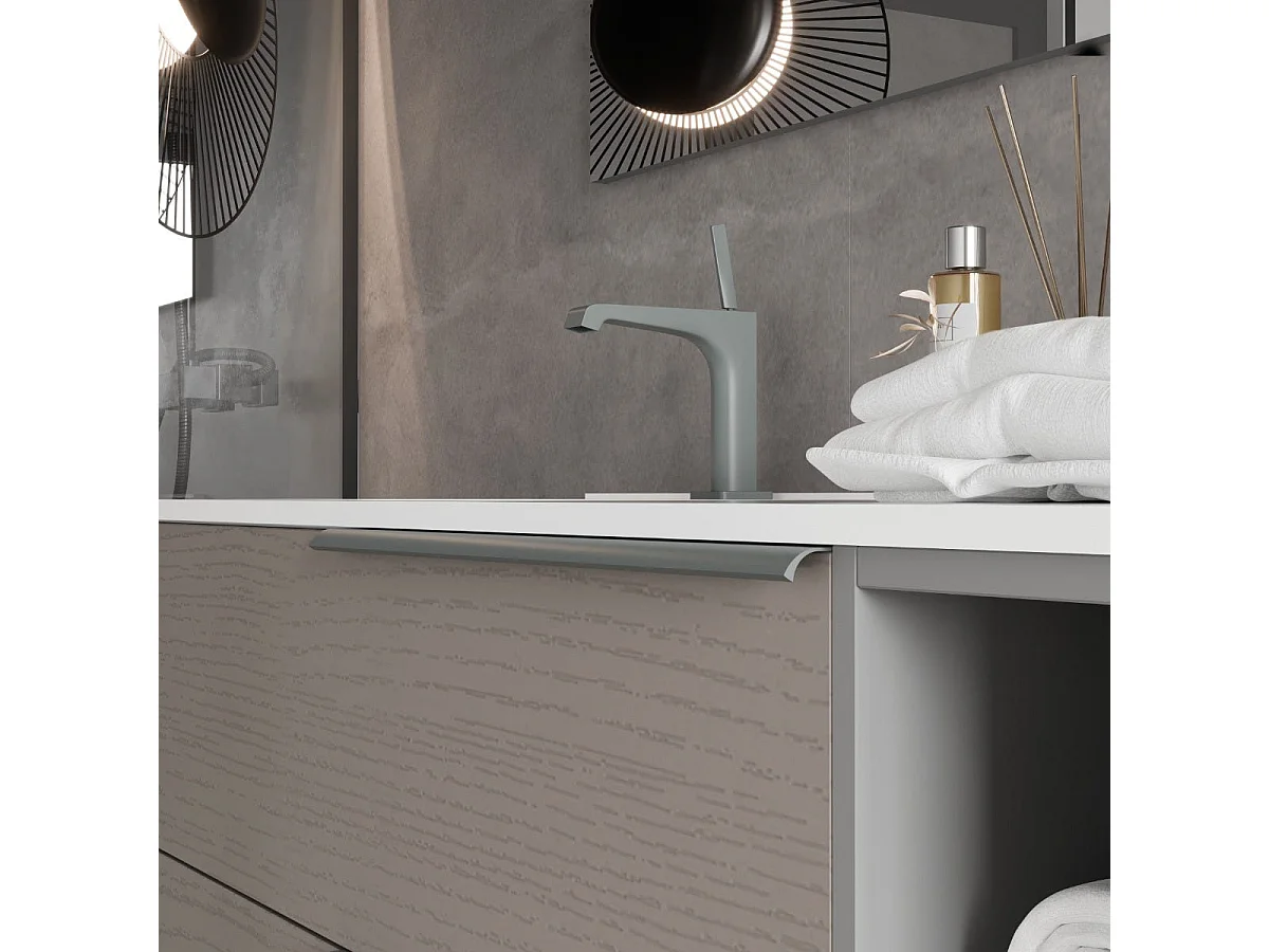 Meuble De Salle De Bains Mural De 120 Cm Avec 2 Tiroirs À Cendres Et Un Compartiment Ouvert  | New York