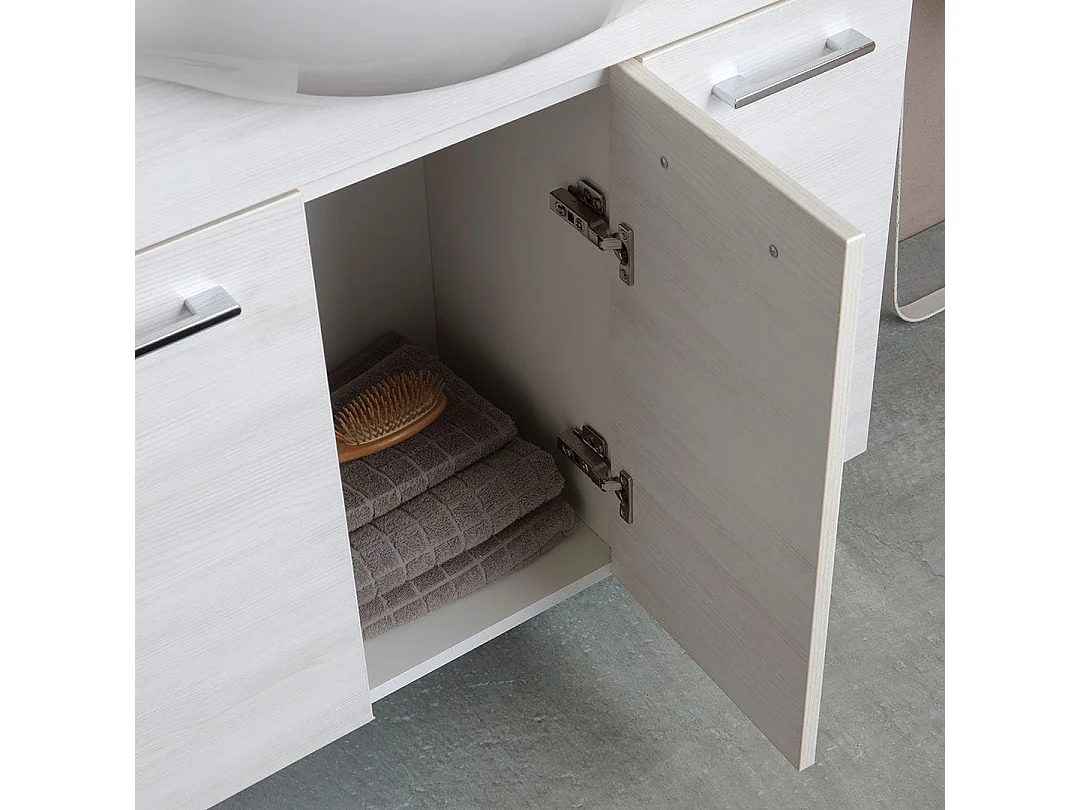 Meuble De Salle De Bains Au Sol 85 Cm Chêne Blanc Effet Bois | Rimini