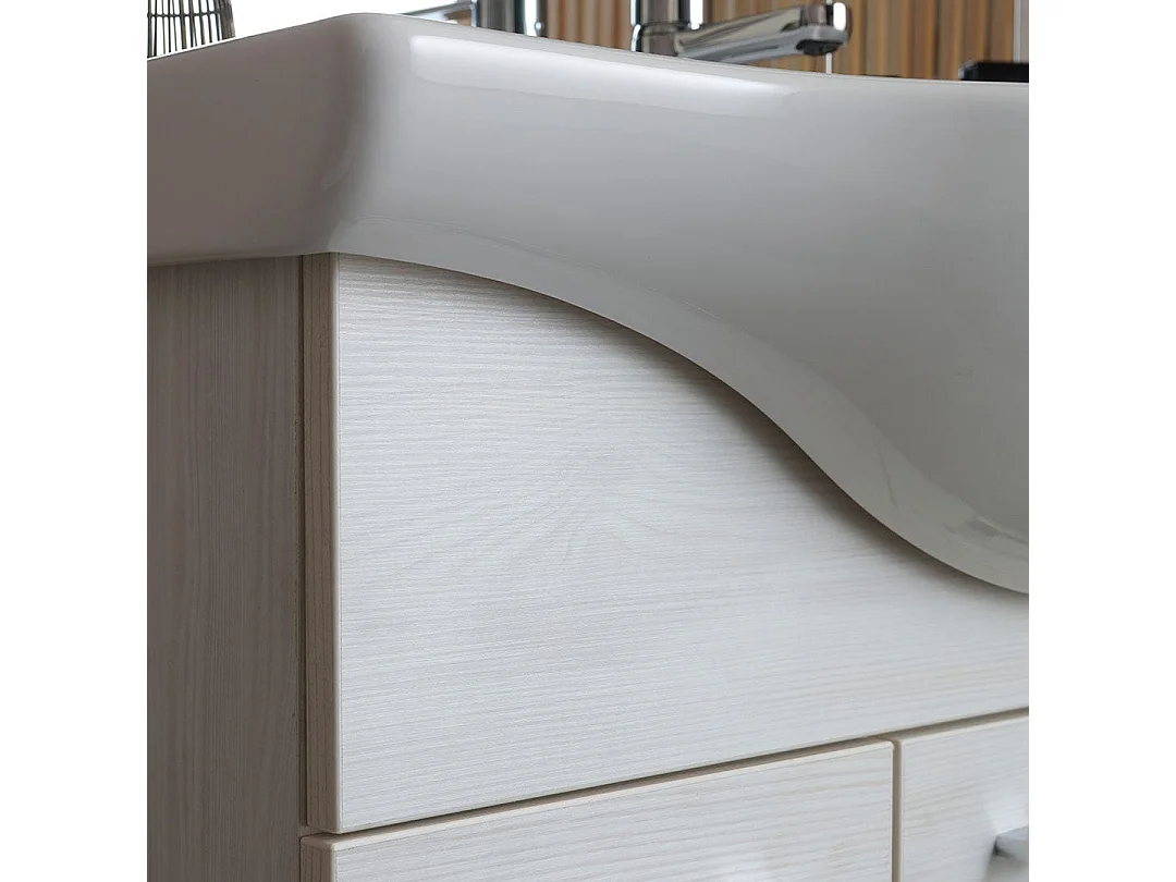 Meuble De Salle De Bains Au Sol 85 Cm Chêne Blanc Effet Bois | Rimini