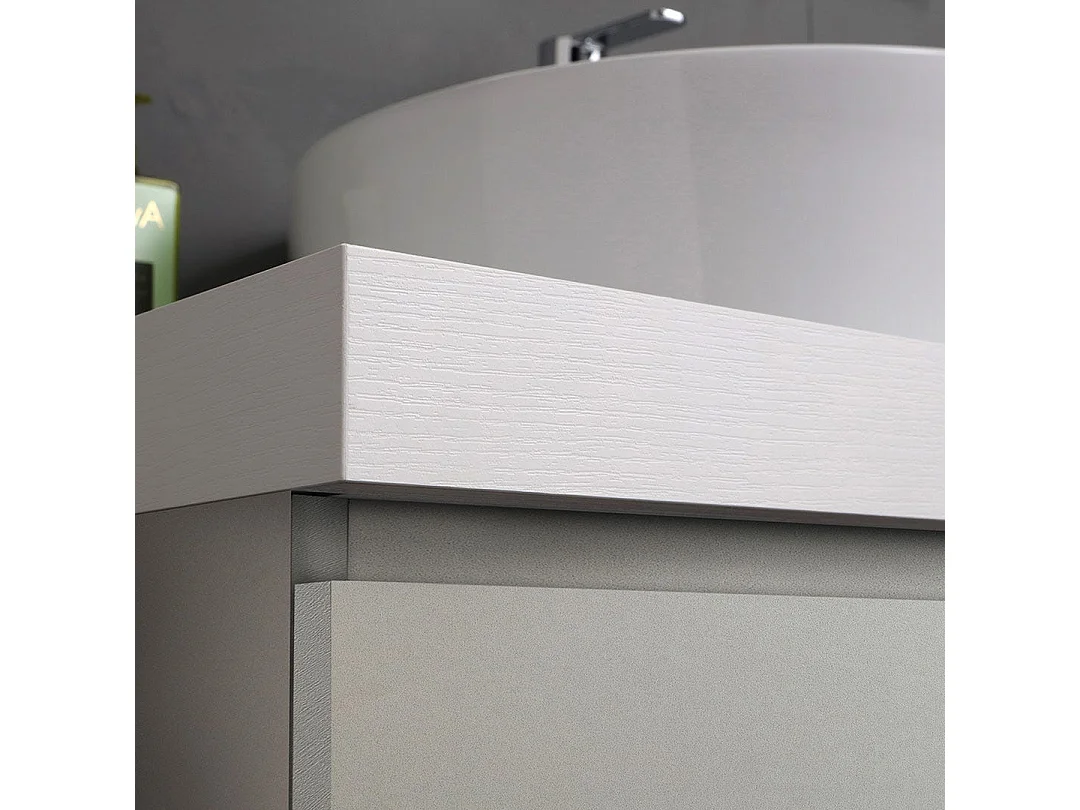 Meuble De Salle De Bain Suspendu 90Cm 2 Tiroirs, Espace Ouvert Gris Perle | Valentina