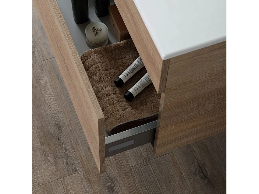 Meuble De Salle De Bain Suspendu 80 Cm En Chêne Well | Sole