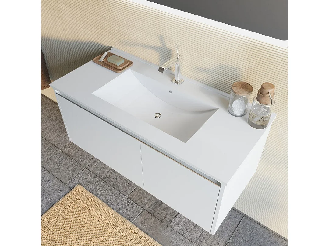 Armoire De Toilette Murale 100Cm Blanc Mat Miroir Led 100X70 | Monaco