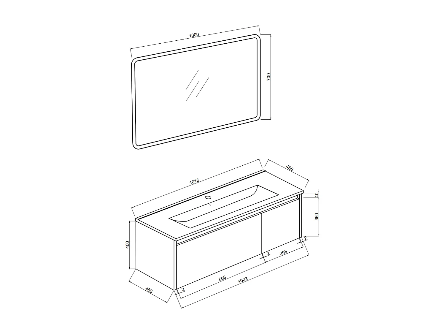 Armoire De Toilette Murale 100Cm Blanc Mat Miroir Led 100X70 | Monaco