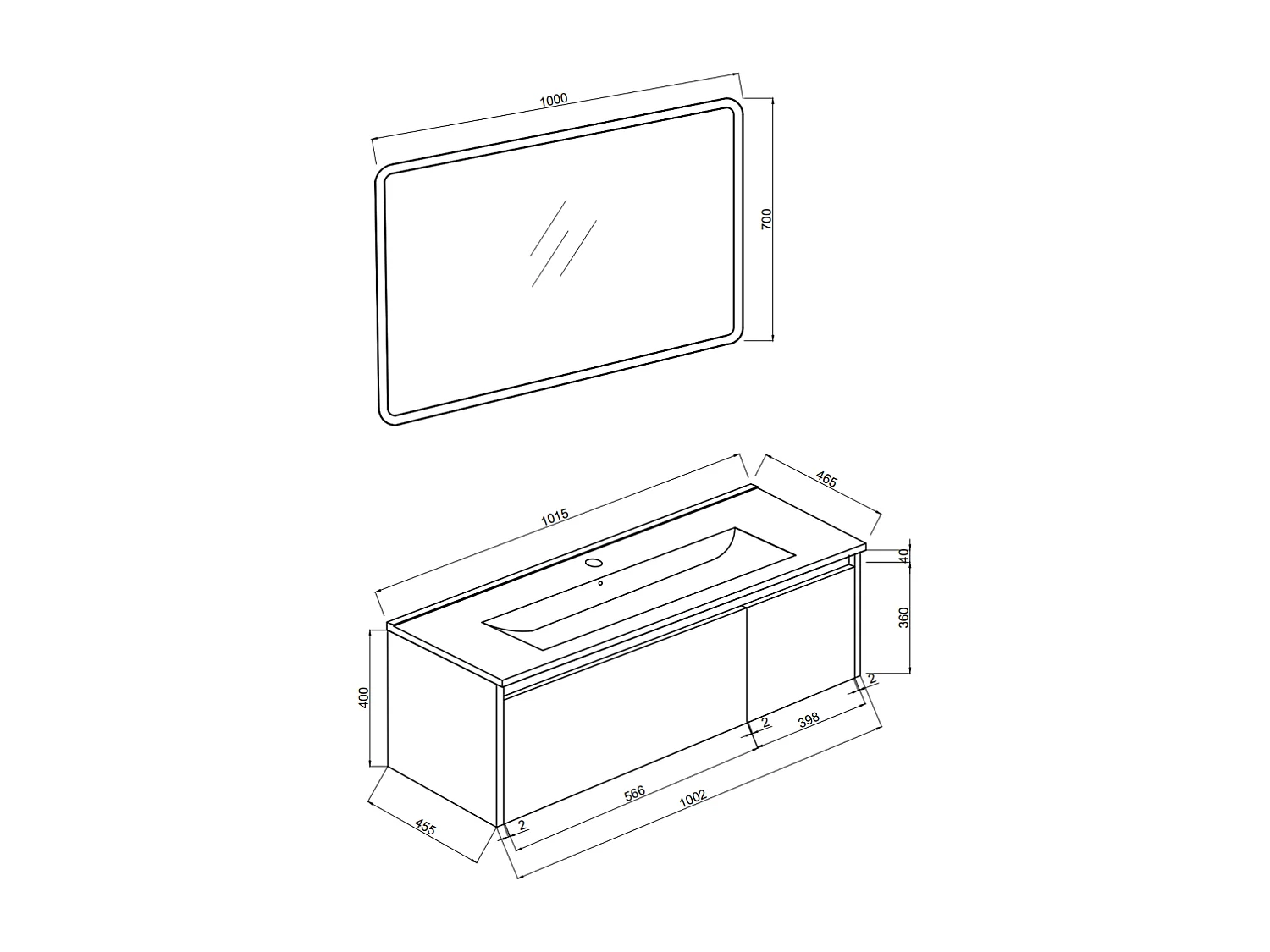 Armoire De Toilette Murale 100Cm Blanc Mat Miroir Led 100X70 | Monaco