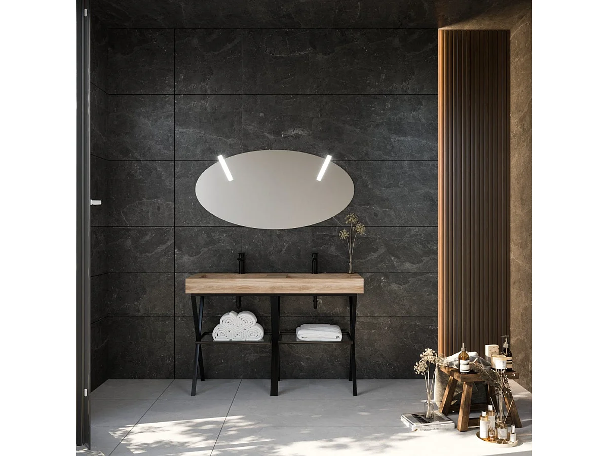 Meuble De Salle De Bains À Poser 120Cm 2 Supports Métalliques Et Lavabo Hpl  | Diamante