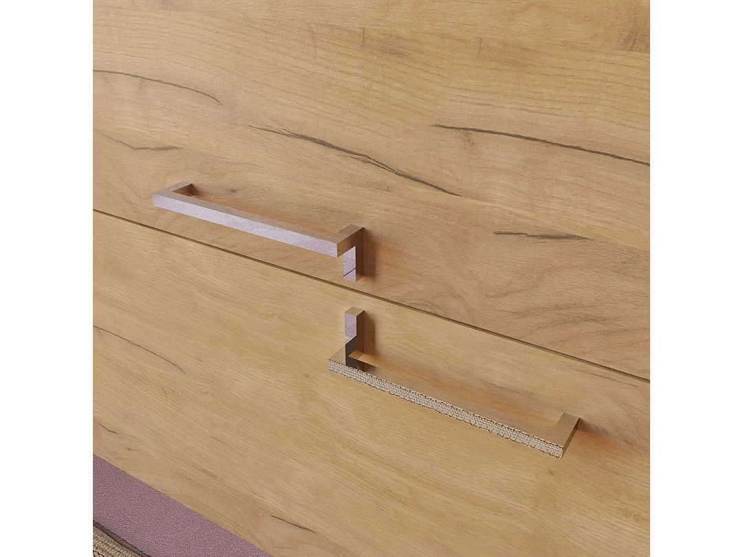 Meuble De Salle De Bains Mural 80Cm Tiroirs Chêne Miel, Lavabo Noir Mat | Hollywood