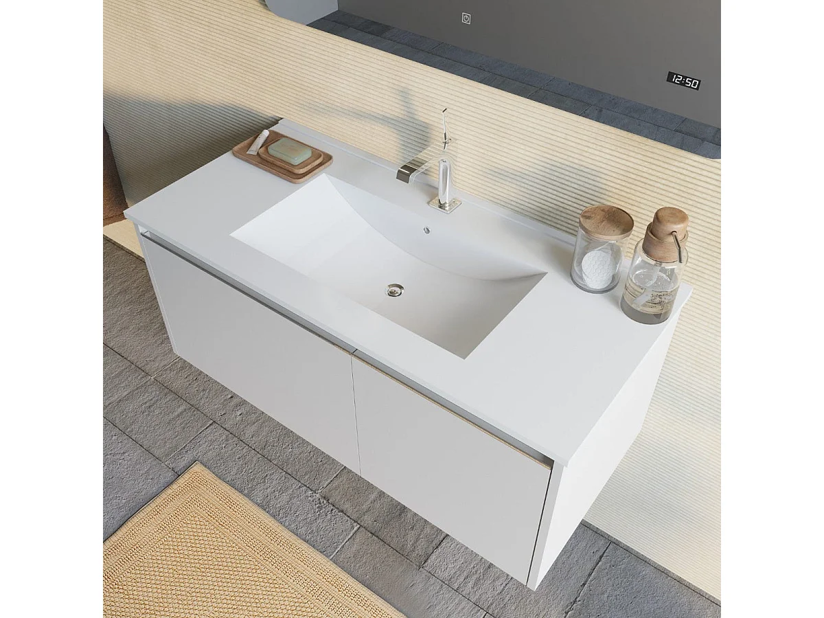 Armoire De Toilette Murale 100Cm Grise Avec Miroir À Led Et Horloge | Monaco