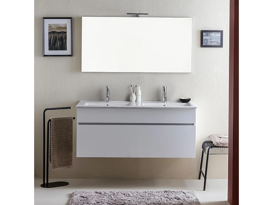 Meuble De Salle De Bain Moderne Weiss De 120 Cm Avec Double Lavabo | Sole