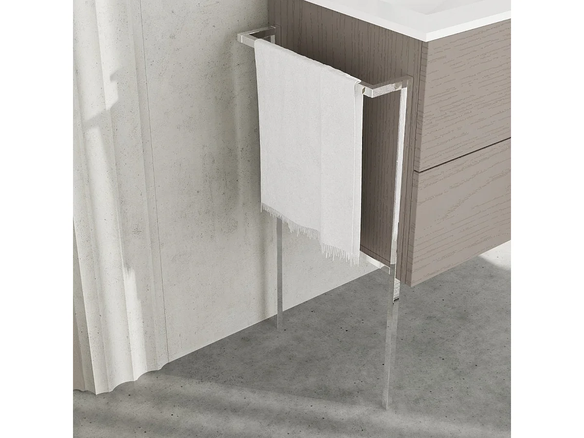 Meuble De Salle De Bains Mural En Frêne Gris De 120 Cm, Porte-Serviettes Chromé | New York