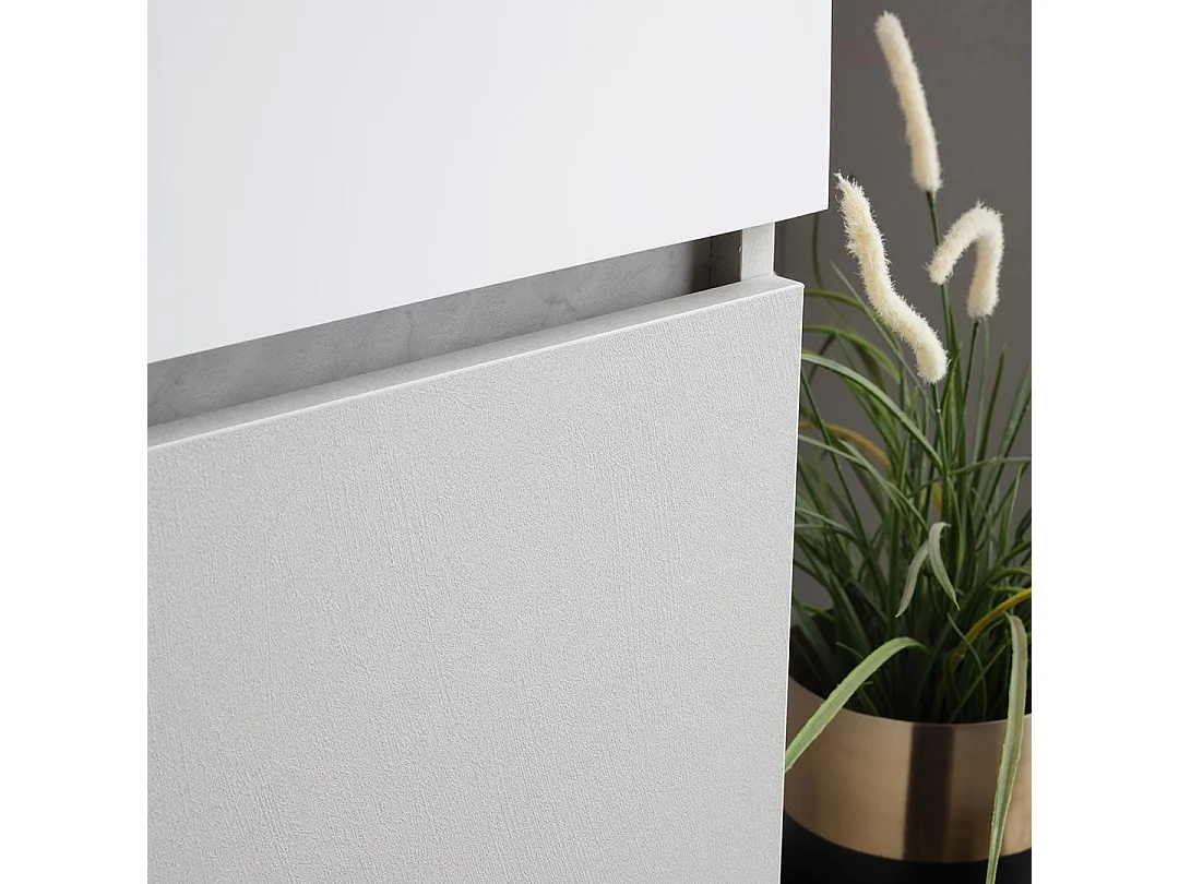 Meuble De Salle De Bains Suspendu 120Cm Gris Perle, Lavabo 2 Bacs Et Miroir | Valentina