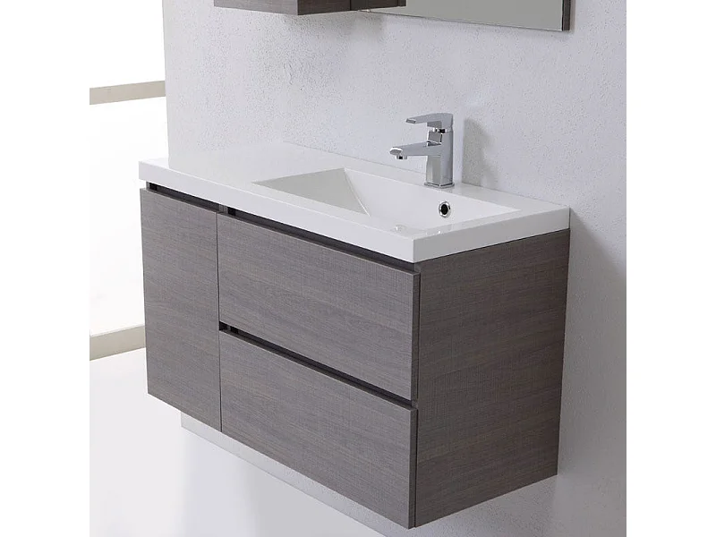 Meuble De Salle De Bains Suspendu De 90 Cm Droite Profondeur Réduite | Manhattan