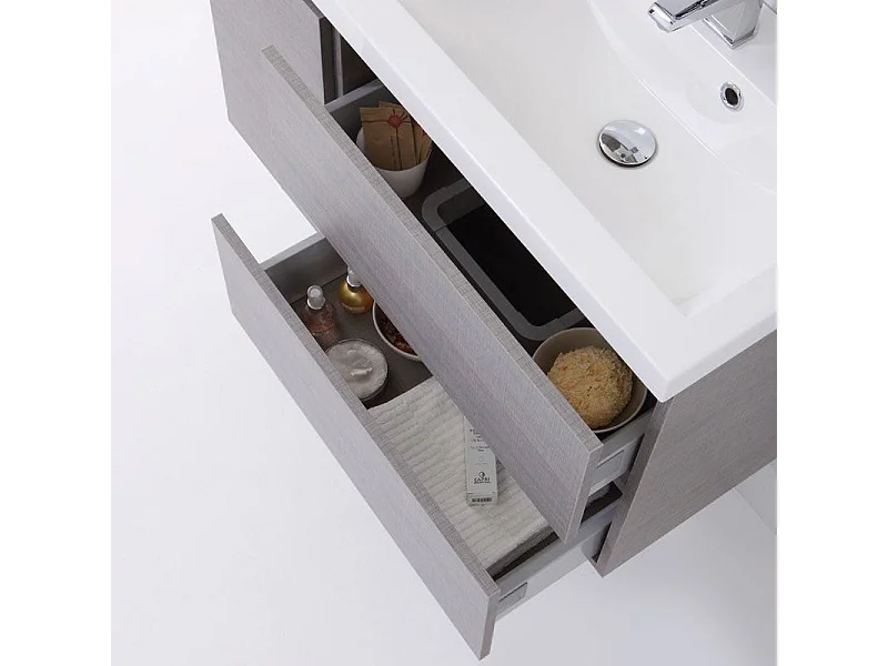 Meuble De Salle De Bains Suspendu De 90 Cm Droite Profondeur Réduite | Manhattan