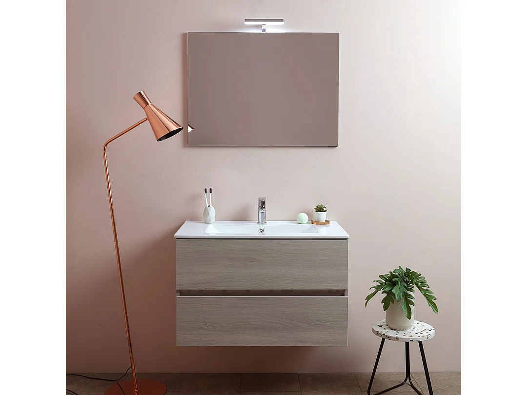 Meubles De Salle De Bain En 80 Cm Avec Tiroir Et Éclairage À Led Berlin Elm Leone