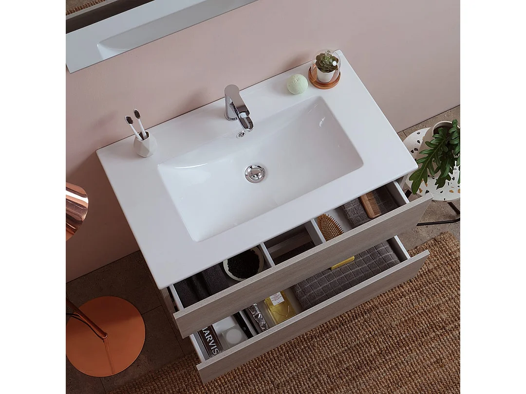 Meubles De Salle De Bain En 80 Cm Avec Tiroir Et Éclairage À Led Berlin Elm Leone