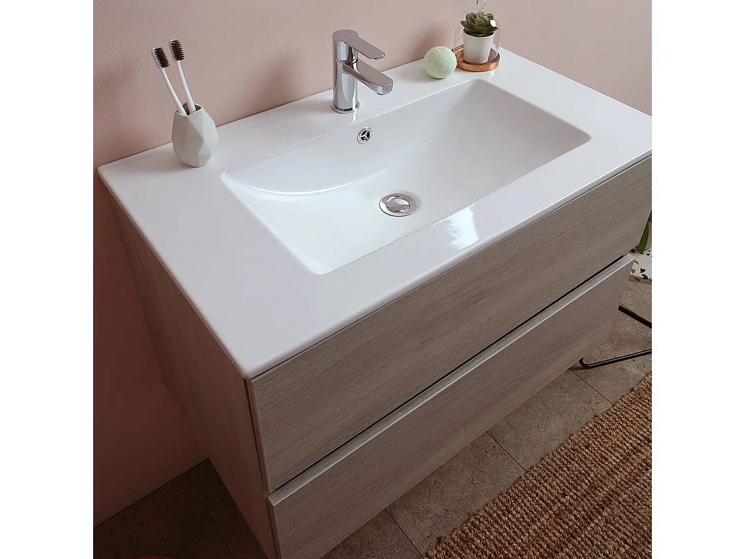 Meubles De Salle De Bain En 80 Cm Avec Tiroir Et Éclairage À Led Berlin Elm Leone