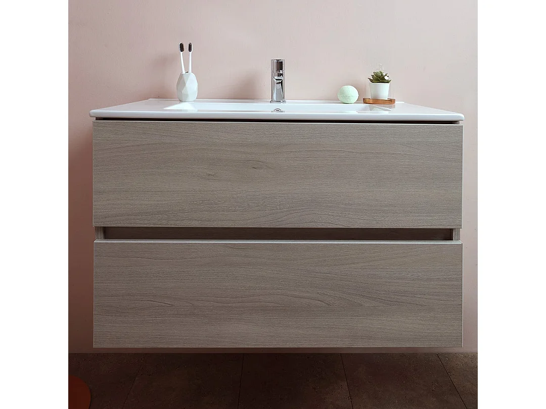 Meubles De Salle De Bain En 80 Cm Avec Tiroir Et Éclairage À Led Berlin Elm Leone