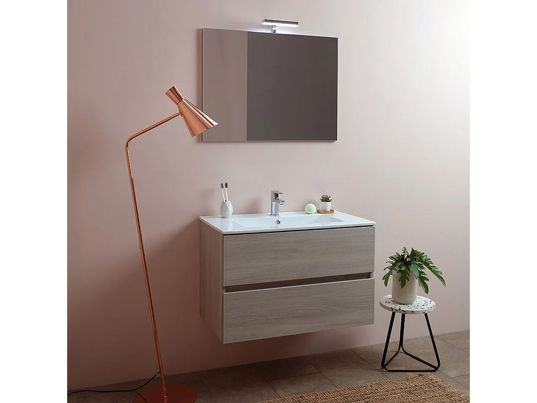 Meubles De Salle De Bain En 80 Cm Avec Tiroir Et Éclairage À Led Berlin Elm Leone