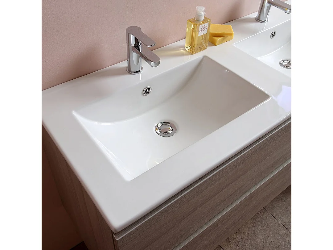 Meuble De Salle De Bains Double Lavabo Avec Miroir 120 Cm Orme