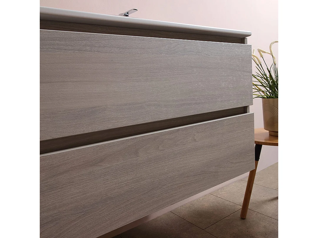 Meuble De Salle De Bains Double Lavabo Avec Miroir 120 Cm Orme