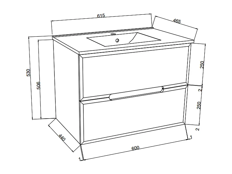 Meuble De Salle De Bain Suspendu 60Cm Chêne Naturel Et Frontal Bleu Mat | Magnolia