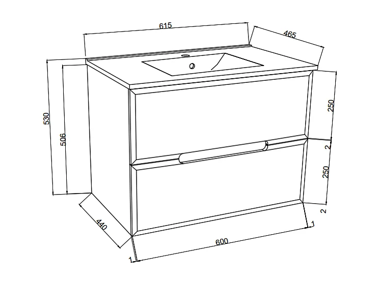 Meuble De Salle De Bain Suspendu 60Cm Chêne Naturel Et Frontal Bleu Mat | Magnolia