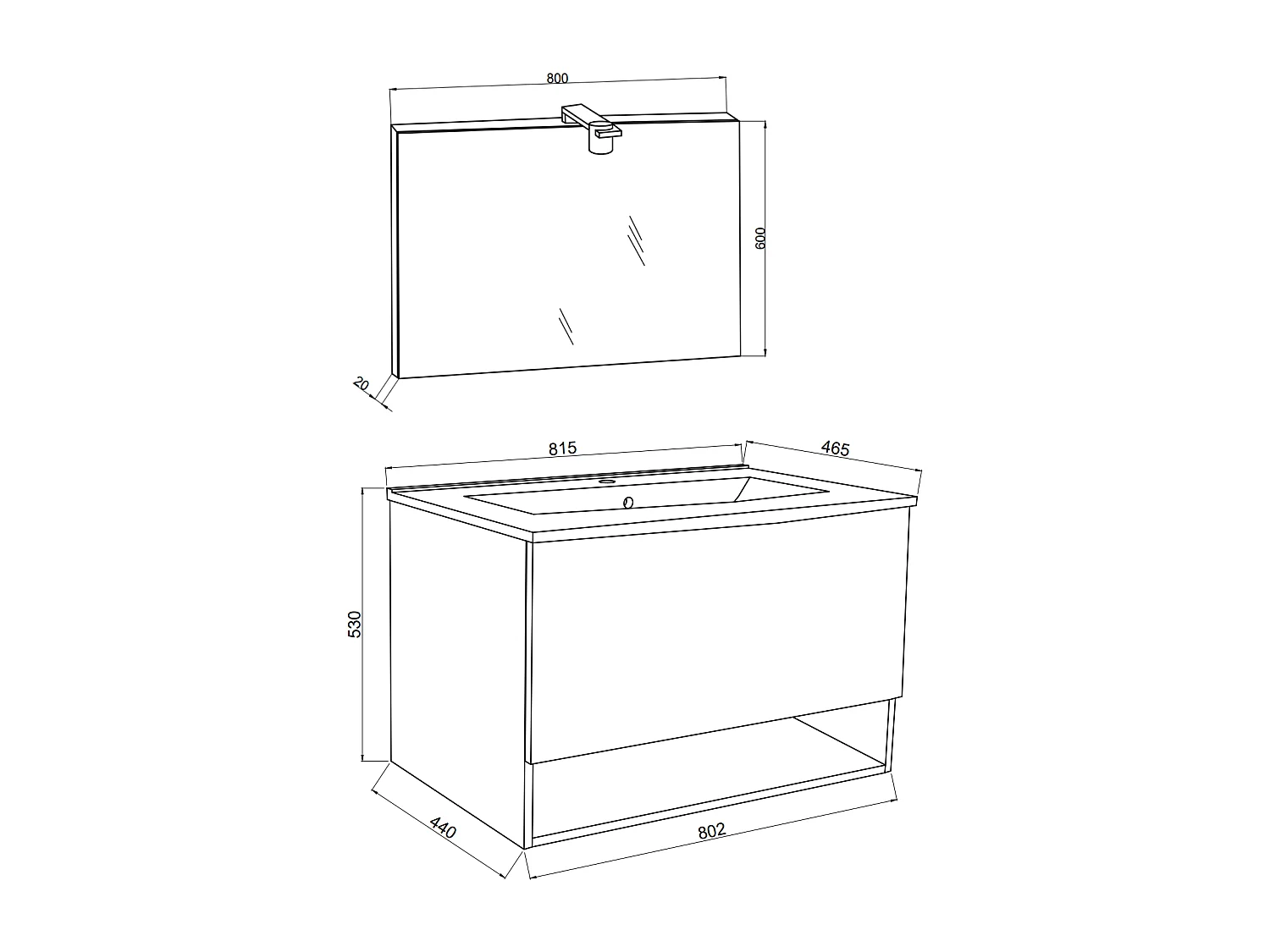 Meuble Suspendu Pour Salle De Bain Avec Tiroir Et Compartiment Ouvert Blanc Aspect Bois | Venezia