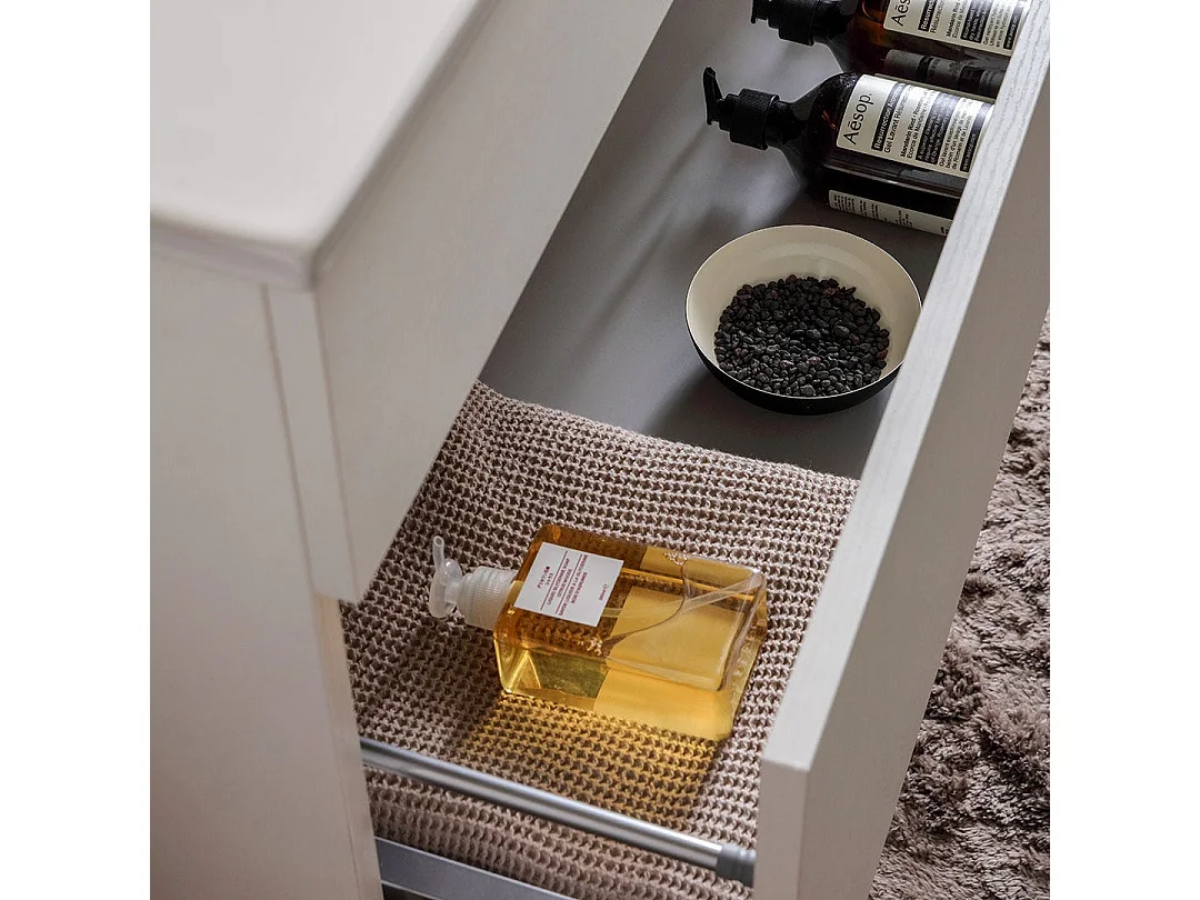 Meuble De Salle De Bain Suspendu 100 Cm Avec Tiroir Blanc Effect Bois | Sole