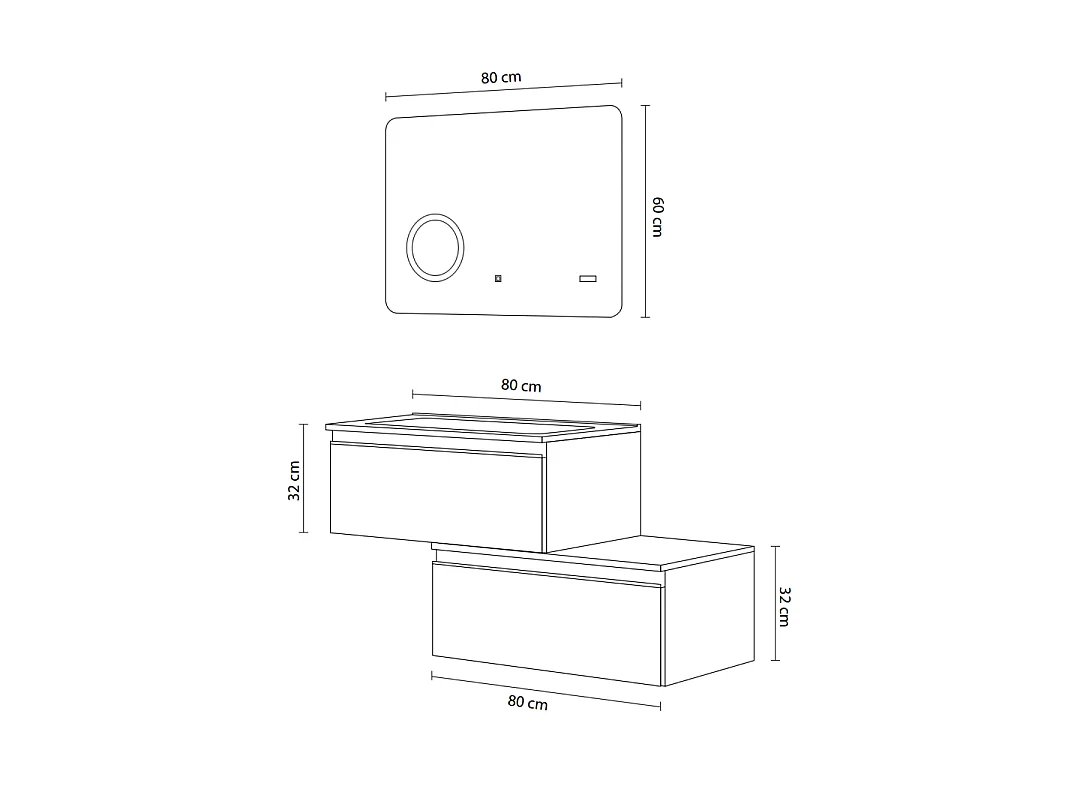 Meuble De Salle De Bain Gris Foncé 120Cm Deux Tiroirs Décalés 80Cm | Seattle