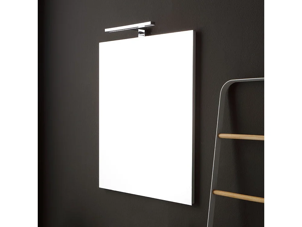 Armoire De Toilette Avec Lavabo Suspendu Gris Brillant Miroir Rectangulaire | Riva