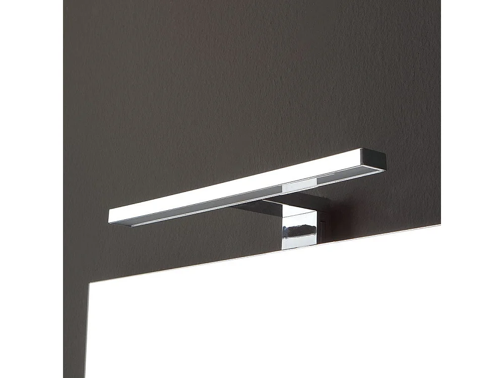 Armoire De Toilette Avec Lavabo Suspendu Gris Brillant Miroir Rectangulaire | Riva