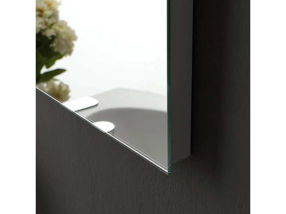 Armoire De Toilette Avec Lavabo Suspendu Gris Brillant Miroir Rectangulaire | Riva