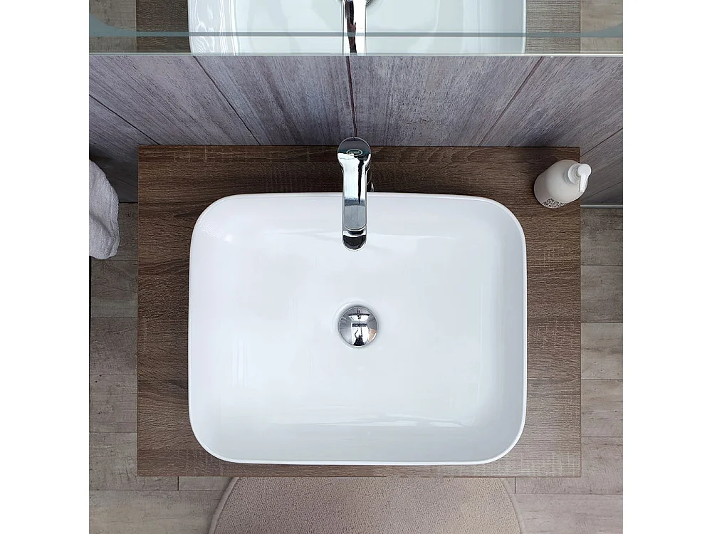 Meuble De Salle De Bain Suspendu 75 Cm Noyer Foncé Et Miroir Led Tactile | Siena