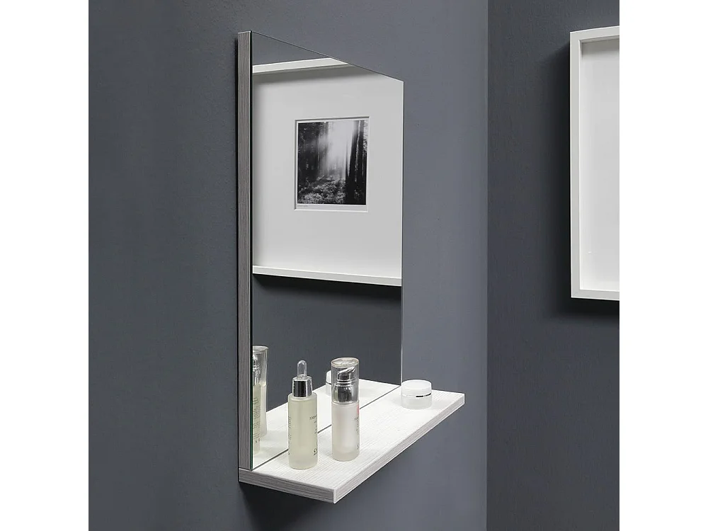 Meuble Salle De Bains Gain De Place 42 X 106,50 Cm En Chene Blanchi