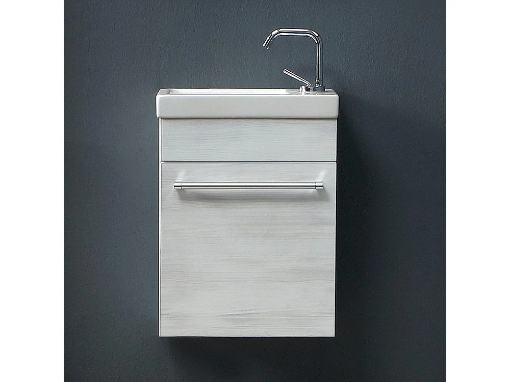 Meuble Salle De Bains Gain De Place 42 X 106,50 Cm En Chene Blanchi