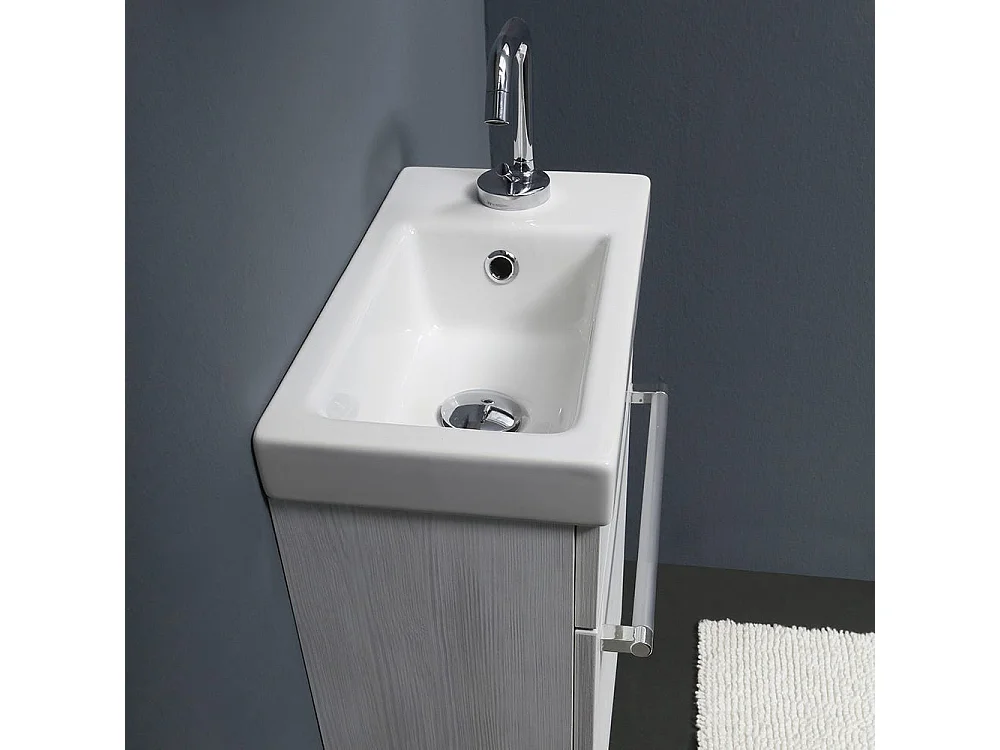 Meuble Salle De Bains Gain De Place 42 X 106,50 Cm En Chene Blanchi