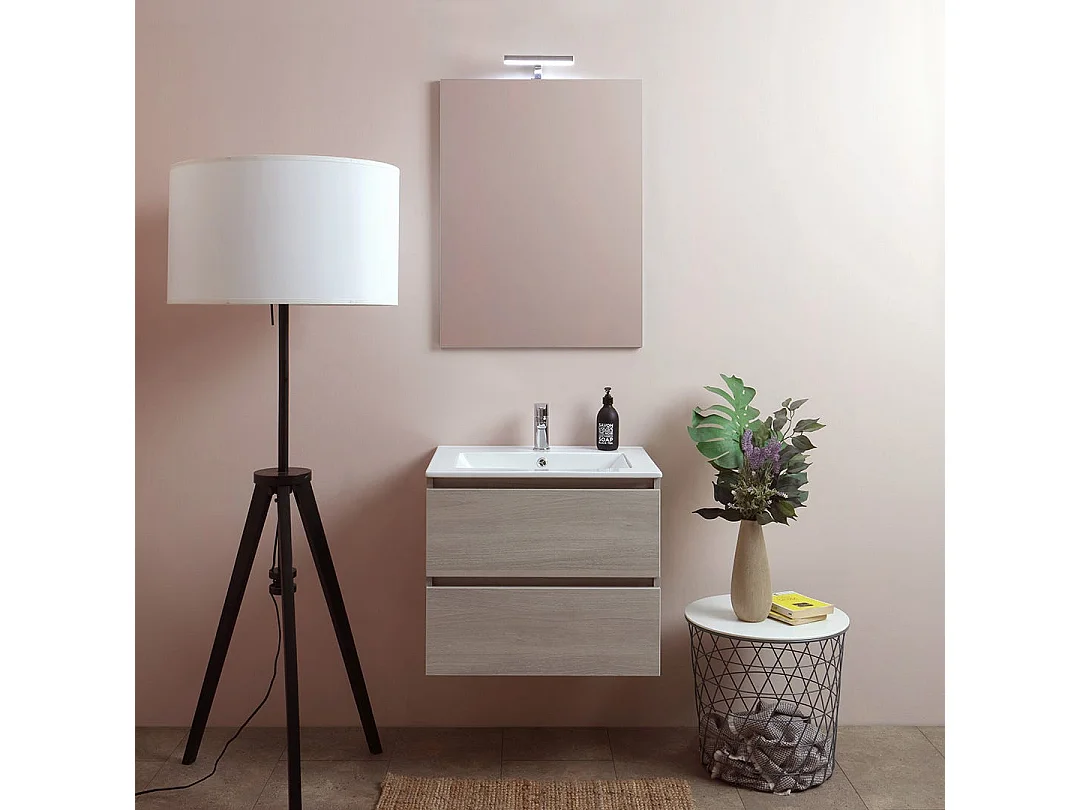 Les Meubles De Salle De Bain 60 Cm À Tiroirs Modèle Berlin Elm Leone Basin D'éclairage À Led