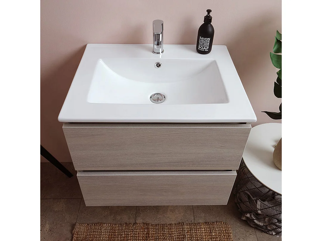 Les Meubles De Salle De Bain 60 Cm À Tiroirs Modèle Berlin Elm Leone Basin D'éclairage À Led