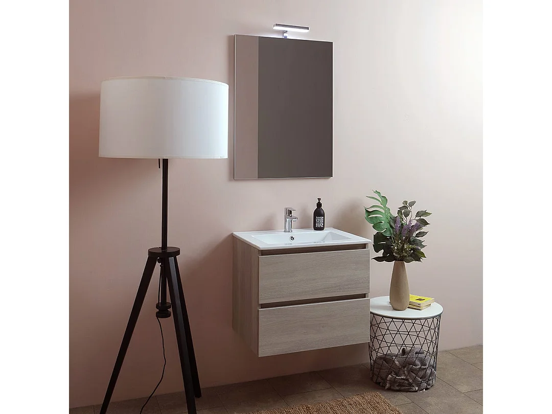 Les Meubles De Salle De Bain 60 Cm À Tiroirs Modèle Berlin Elm Leone Basin D'éclairage À Led