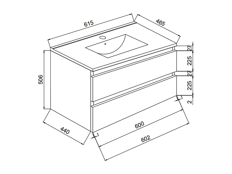 Les Meubles De Salle De Bain 60 Cm À Tiroirs Modèle Berlin Elm Leone Basin D'éclairage À Led