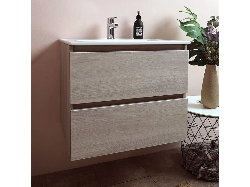 Les Meubles De Salle De Bain 60 Cm À Tiroirs Modèle Berlin Elm Leone Basin D'éclairage À Led