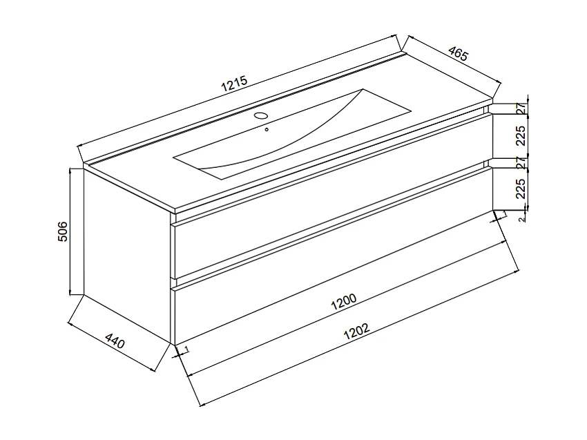 Meuble De Salle De Bains Avec Lavabo 120Cm Avec Tiroirs Chêne Naturel | Berlin