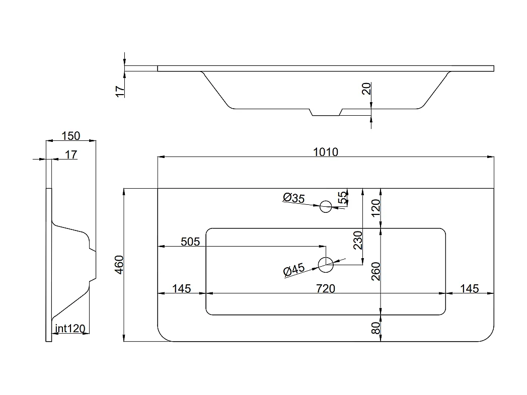 Meuble De Salle De Bains Mural 100Cm Tiroirs Blanc Brillant Avec Lavabo Noir | Hollywood