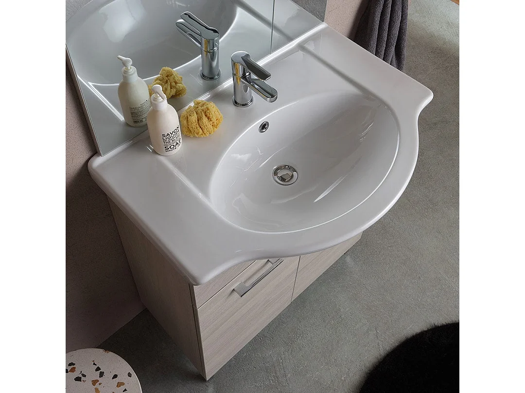 Meuble De Salle De Bains Au Sol 75Cm Effet Bois Gris | Rimini