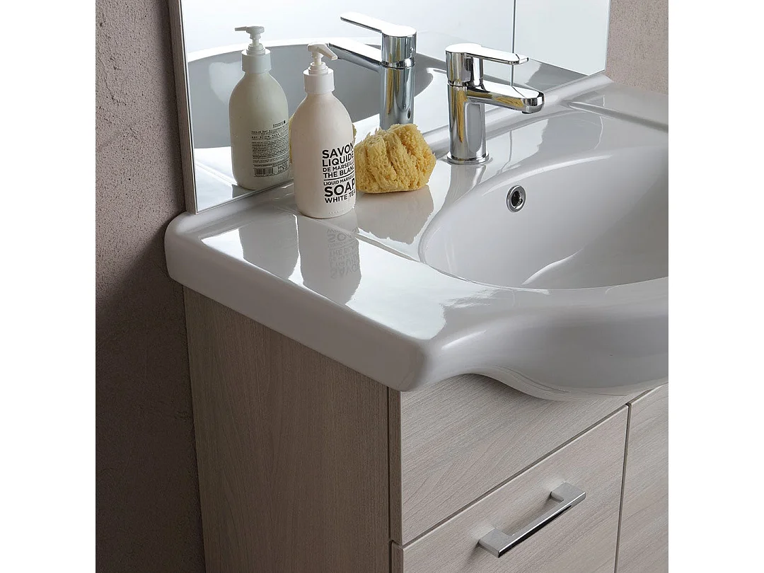 Meuble De Salle De Bains Au Sol 75Cm Effet Bois Gris | Rimini