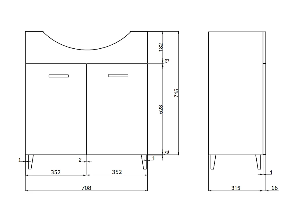 Meuble De Salle De Bains Au Sol 75Cm Blanc Export | Rimini