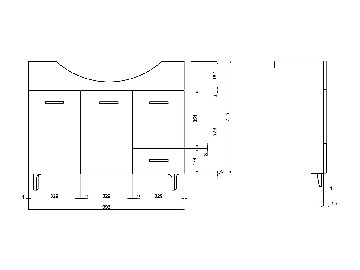 Meuble De Salle De Bains À Poser 105 Cm Avec Portes Lavabo Et Miroir | Rimini