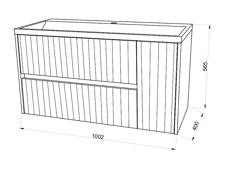 Meuble De Salle De Bain Suspendu 100Cm Chêne Doré Sans Miroir | Cortina