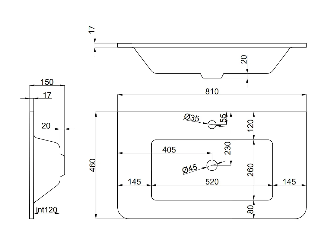 Armoire De Toilette Murale 80Cm Blanche, Lavabo Noir Mat, Miroir À Led | Hollywood
