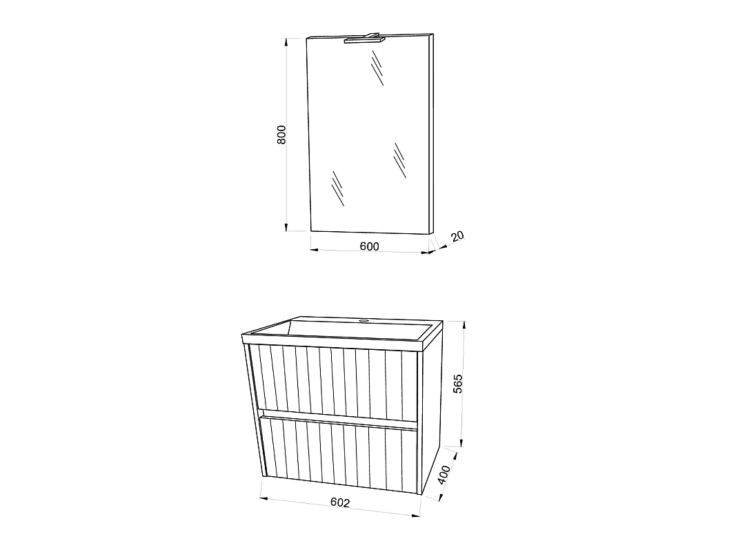Meuble De Salle De Bains Cannelé Blanc Brillant 60Cm | Cortina